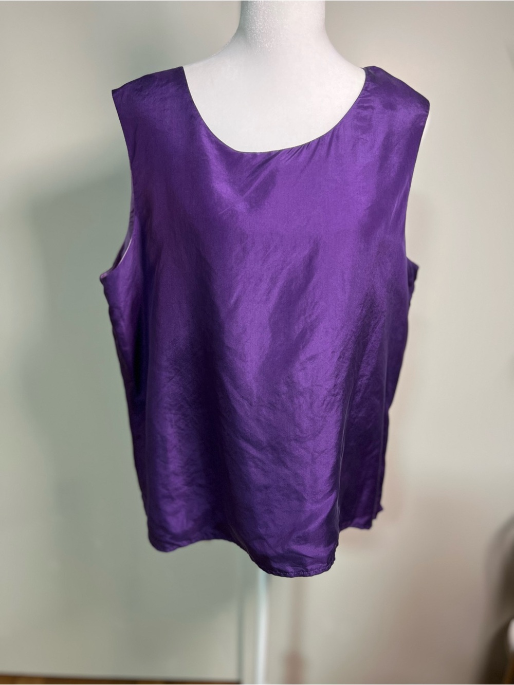 Satin Purple Sleeveless Tank Top
